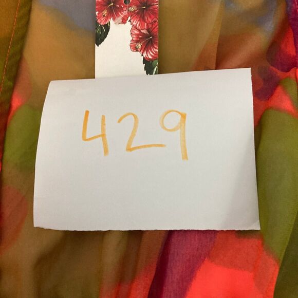 NWT‎ America & Beyond Dress Womens S Green Pink V-Neck Tie Smocked Waist A-Line - Picture 12 of 12